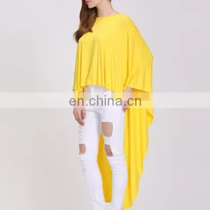 Latest Fashion Long Top Dolman Sleeve Design Short Front Long Back Top thumbnail-4