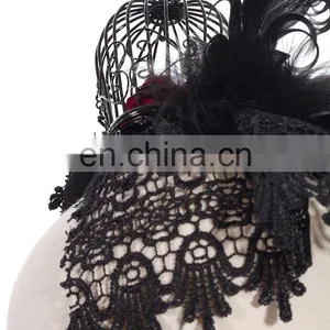 Gothic Caged Rose Fascinator Hat With Hairclip thumbnail-5