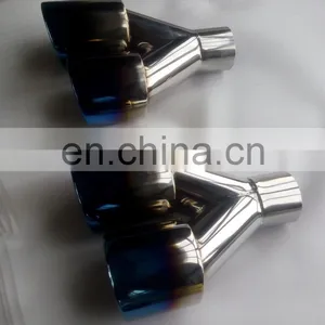 Rolled Slanted Angle Cut Oval 304 Stainless Steel Racing Car Round Resonated Rolled Titanium Exhaust Pipe Tip thumbnail-4