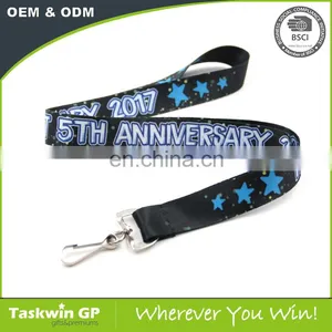 Custom Sublimation Polyester Blue Lanyards With Logo Heat Transfer for Exhibiton thumbnail-3