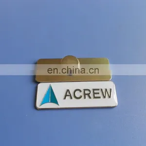Gold Stone Magnetic Custom Logo Metal Name Badge thumbnail-1