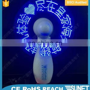 Hot Sale Promotion Custom Logo Print and Customized Message Rechargeable Battery Led Fan thumbnail-2