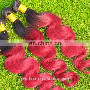Ombre Hair Extensions Brazilian Virgin Hair Body Wave T1B/Burgundy Human Hair Colored Two Tone thumbnail-2