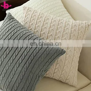 Hot Selling High Quality 100% Cotton/Acrylic Cable Knit Decorative One Layer Multifunction Throw Pillow Covers for Couch thumbnail-3