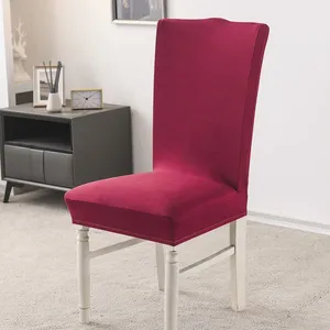 Burgundy Brushed Stretch Dining Room Chair Covers Soft Removable Dining Chair Slipcovers thumbnail-1