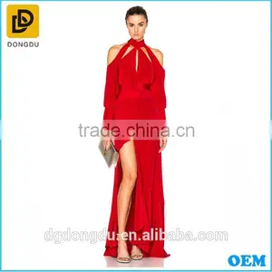 2016 High Quality Hot Sexy Silk Stain Red Long Slipt Skirt thumbnail-4