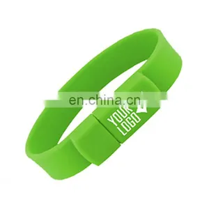 School Gift Silicone Colorful Wristband USB 2.0 Custom Logo Silicon Bracelet Wrist Band USB thumbnail-5