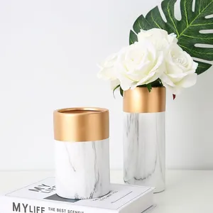 Unique Marbling Luxurious Rose Gold Vase Planters For Dining-Table thumbnail-3