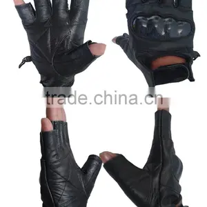 Cycling Leather Gloves (Black) thumbnail-1
