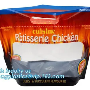 Barrier, Moisture Proof, Kraft Rotisserie Chicken Bags Hot Meal Packaging Deli Bag With Resealable Zipper Lock thumbnail-2