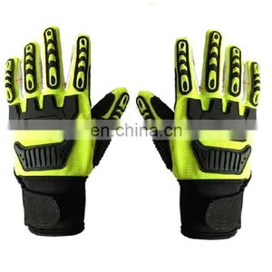 Hi-Vis Cotton Chore Palm TPR Knuckle Resistant Protection Drilling Gas Work Oilfield Impact Gloves thumbnail-1