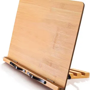 Cookbook Holder Adjustable Book Cookbook Holder Book Stand Tablets Holder Reading Rest Stand Bamboo Craft Bamboo Book Stand thumbnail-1
