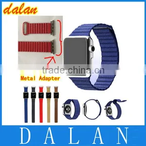 Genuine Leather Loop For Apple Watch Strap 42mm 38mm With Metal Adapter Adjustable Magnetic thumbnail-1