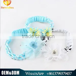 2015 On Discount Kids Hair Accessories Girl Handmade Flower Beaded Elastic Hair Band thumbnail-1