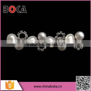 BOKA Elegant Rhinestone and Pearl Trimming, High Quality Crystal Pearl Trim for Wedding Dresses thumbnail-1