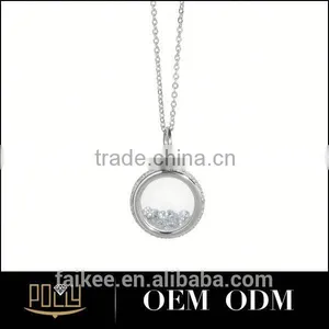 925 Silver Artificial Diamond Round Ring Pendant for Women Mirror Pendant thumbnail-2