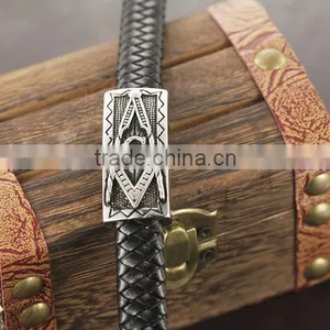 Braided Black Genuine Leather Bracelet Wholesale Mens Stainless Steel Clasp thumbnail-2
