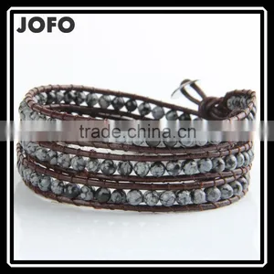 Semi-Precious Bead Handmade Wrap Bracelet Leather Bracelet Natural Stone Bracelet Women thumbnail-1