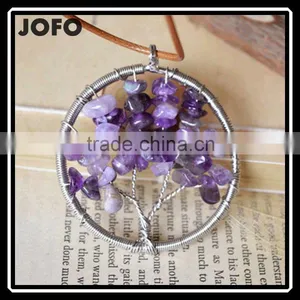 Wholesale Natural Rose Quartz Crystal Birthstone Tree of Life Handmade Pendant SCC0356 thumbnail-2