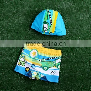 Promotional Fashion Yellow Cartoon Red Birds Little Boy Swimming Trunk Cap With Kids Bathing Swimwear Child Swimming Shorts thumbnail-3