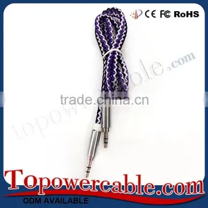 Colorful Braided Red White 3.5mm Male to Male Audio AUX Cable For Car thumbnail-1