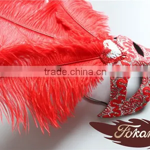 Event Products Red Artificial Ostrich Feather Decorations Party Dance Mask thumbnail-3