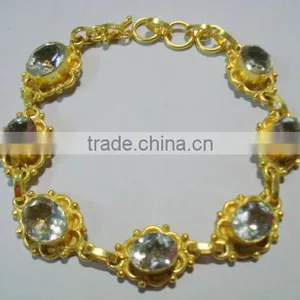 Crystal Quartz Gemstone Metal Bracelets thumbnail-1