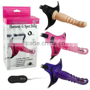 Sex Toy-10 Mode Vibrations 8" Harness - G Spot Dong thumbnail-1