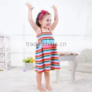Spring and Summer Skirts Baby Girl Baby Baby Clothes Cotton Printed Dress / European Style Girls Dress Striped Section thumbnail-3