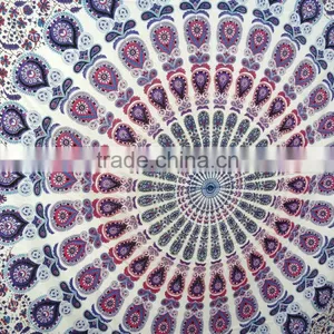 White Mandala Tapestry Bohemian Bedding Mandala Dorm Tapestry thumbnail-2
