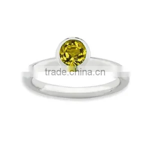With Yellow Stone Style Sterling Silver Ring thumbnail-1