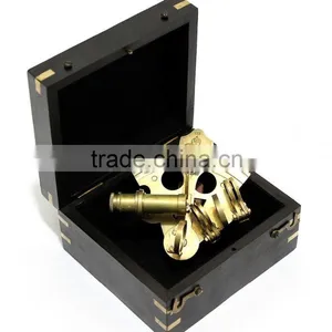 Buy Antique Brass Shiny Marine Nautical Sextant- Small NAUTICAL SEXTANT REPLICA With Black Wooden Box 1027 thumbnail-6
