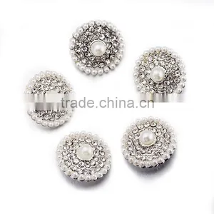Wholesale Glittering Rhinestone Buttons,Flower Crystal Pearl Button thumbnail-1