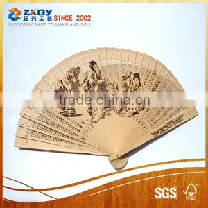 Colored Chinese Wooden Crafts Wood Fan Custom thumbnail-2