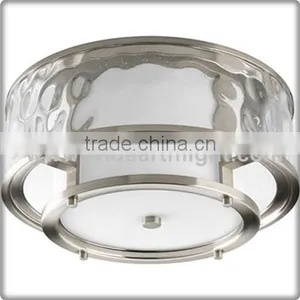 UL CUL Listed Hotel Room Brushed Nickel Modern Decorative Ceiling Mounts Fixture With White Glass Shade C81401 thumbnail-1
