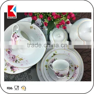 Competitive Elegance Flower Decal Printed Stoneware Dinnerware Sets Dubai Porcelain Dinner Set thumbnail-1