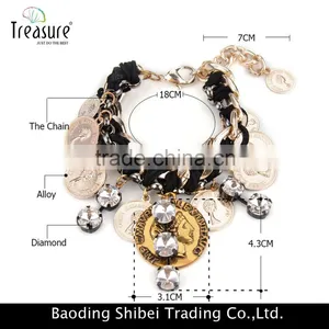 Handmade Gold Plating Alloy Cion Shape Charm Bracelet Jewelry for Women Wholesale 2016 thumbnail-6