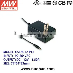 Meanwell 15~18W AC-DC Single Output Wall-mounted Type 12v Switching Power Supply thumbnail-1