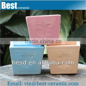 Color Glazed Ceramic Square Flower Pot thumbnail-1