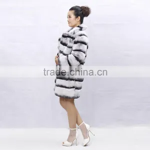 Wholesale Cheap Price Chinchilla Rex Rabbit Fur Jacket thumbnail-3
