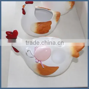 Christmas Decoration Ornaments White Ceramic Chicken thumbnail-3