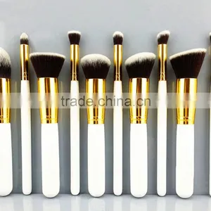 10Pcs White+Gold Pro MakeUp Cosmetic Set Eyeshadow Kits Wood Brush Blusher Tools thumbnail-1