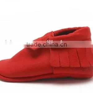 Baby Red Tassels Soft Sole Leather Infant Toddler Prewalker Shoes (6-12 Months, Red) thumbnail-2