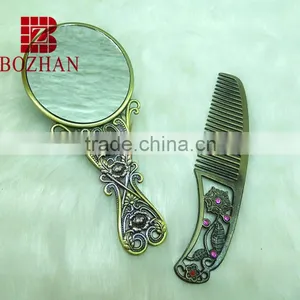 Classical Flower Rhinestone Souvenir Vanity Mirror Set thumbnail-2