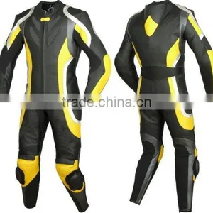 GREEN FLORECENT LEATHER MOTORCYCLE 2 PC LEATHER RACING SUIT ARMOR thumbnail-1