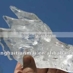 Wholesale Large Size Water-Clear Natural Crystal Carving Dragon Skull thumbnail-3