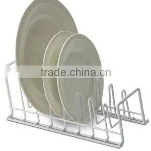 Kitchen Use Epoxy Coated White Cabinet Plate Rack/ Dish Rack and Lid Holder thumbnail-1