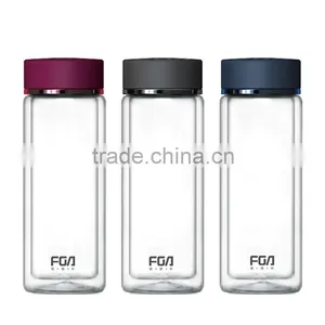 Hot Sale Double Wall Insulated Tea Glass Bottle Three Color Tea Cup Water Bottle thumbnail-3