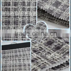 Manufacturer China Textile Junma Design Tartan Pattern Spray Flock Rattan Sofa Fabric thumbnail-1