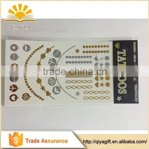 New Fashionable Custom Flash Gold and Silver Metallic Skeleton Temporary Tattoo thumbnail-1